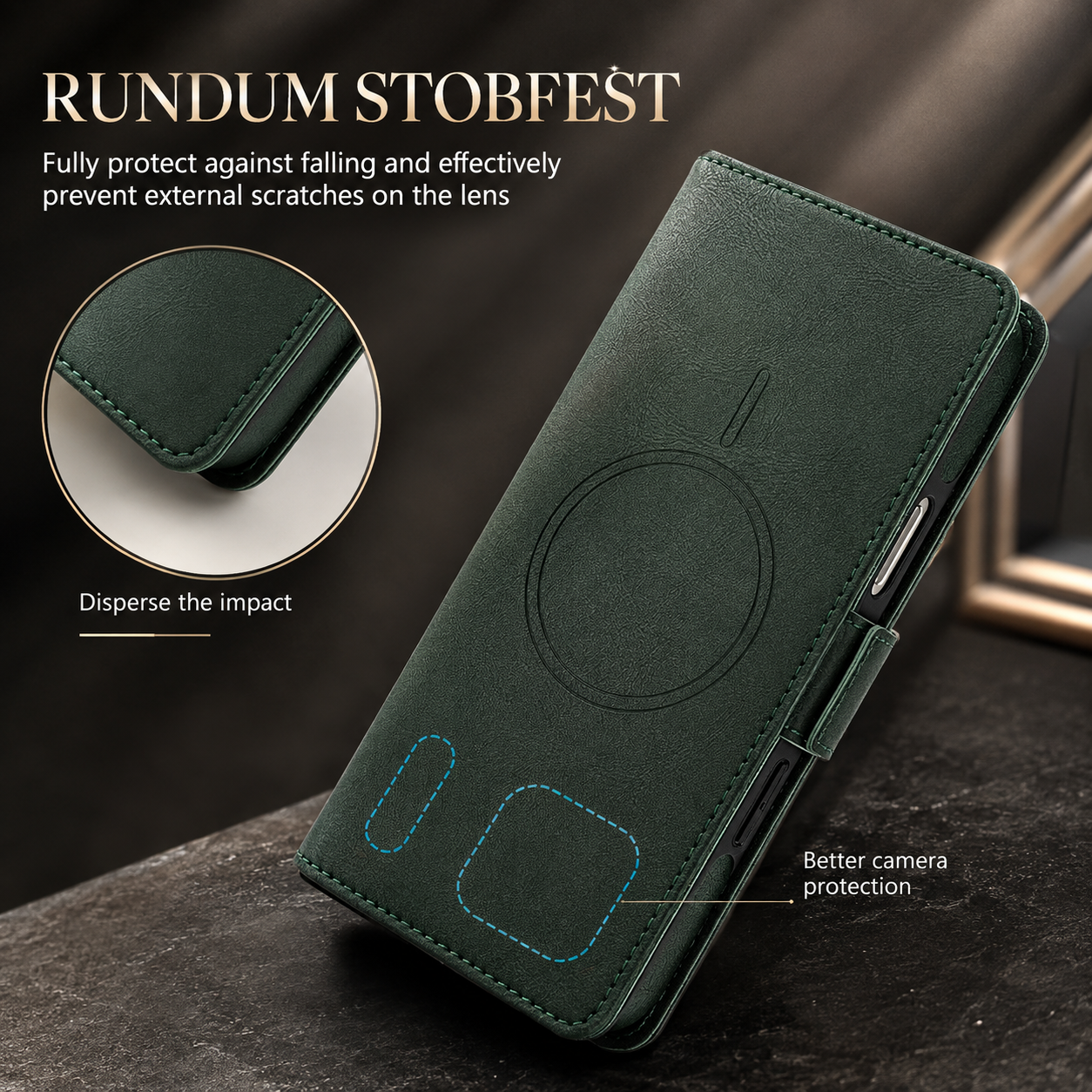 Premium iPhone Case MagSafe Compatible Magnetic Leather Wallet Cover Card Holder Camera Lens Protection Shockproof Matte Anti Scratch Full Coverage