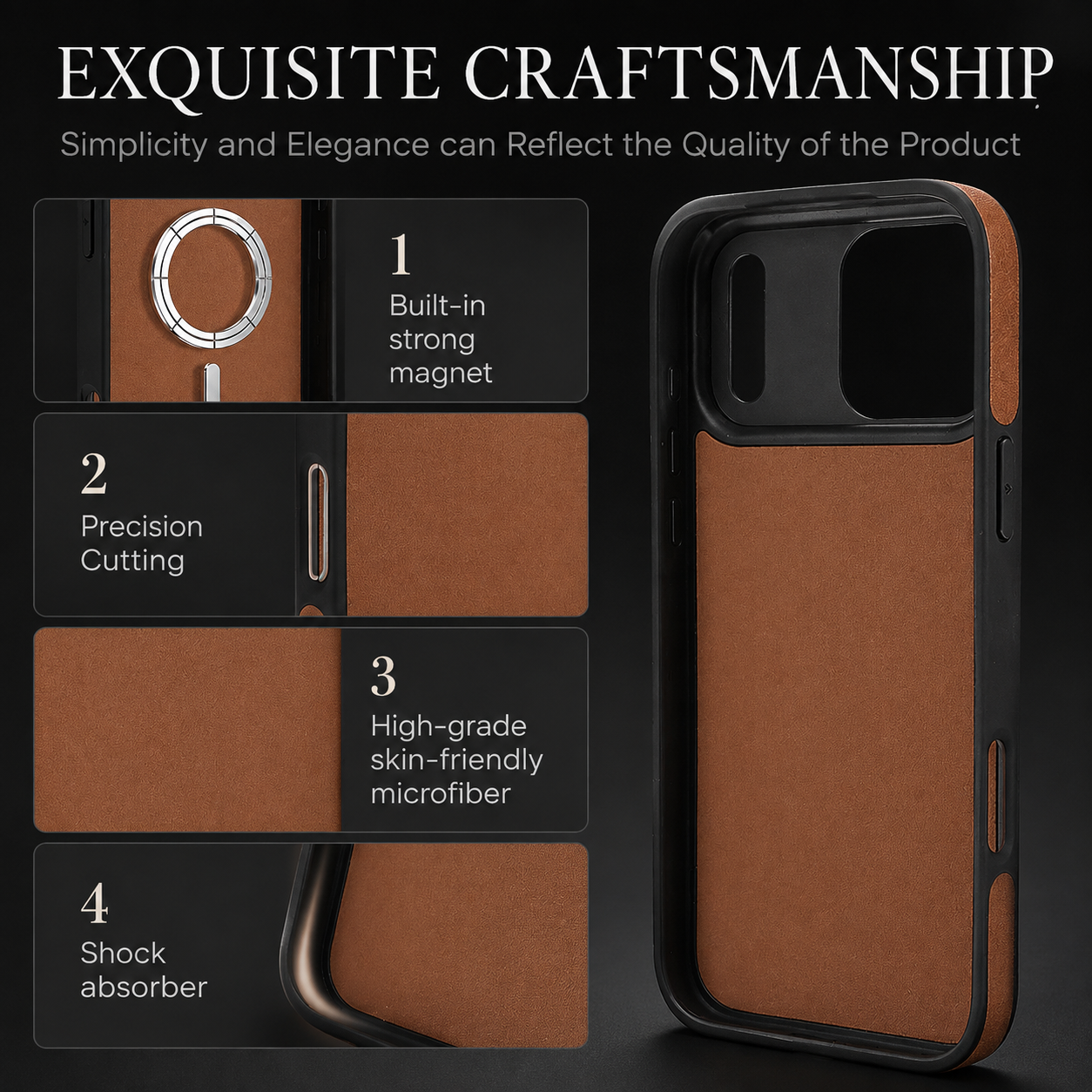 Premium iPhone Case MagSafe Compatible Magnetic Leather Wallet Cover Card Holder Camera Lens Protection Shockproof Matte Anti Scratch Full Coverage