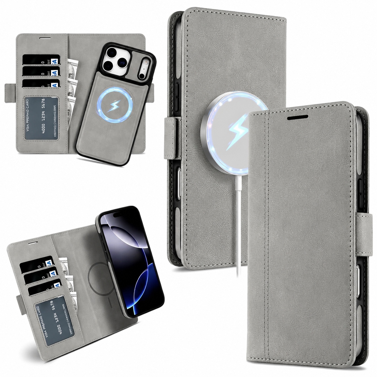Premium iPhone Case MagSafe Compatible Magnetic Leather Wallet Cover Card Holder Camera Lens Protection Shockproof Matte Anti Scratch Full Coverage
