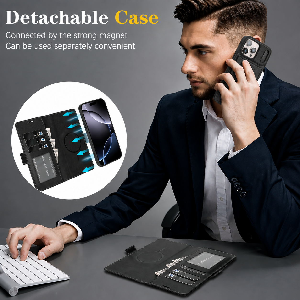 Premium iPhone Case MagSafe Compatible Magnetic Leather Wallet Cover Card Holder Camera Lens Protection Shockproof Matte Anti Scratch Full Coverage