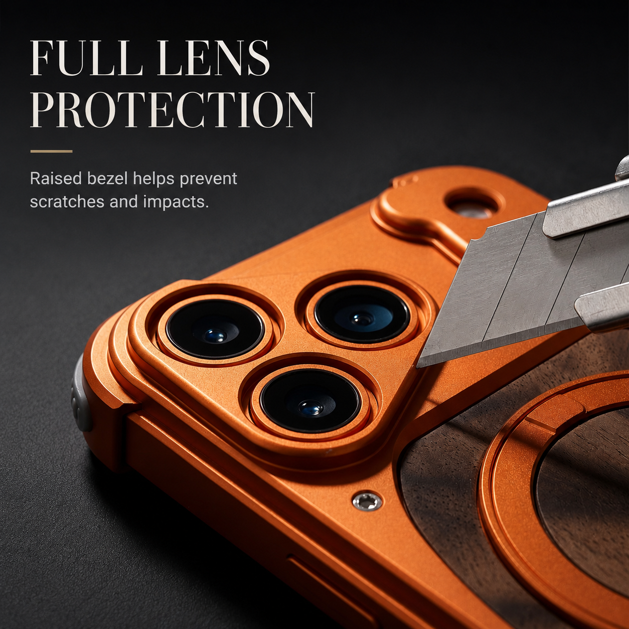 Premium iPhone Case MagSafe Compatible Magnetic Metal Frame Walnut Wood Cover 360 Rotating Ring Stand Shockproof Camera Protection Slim Design