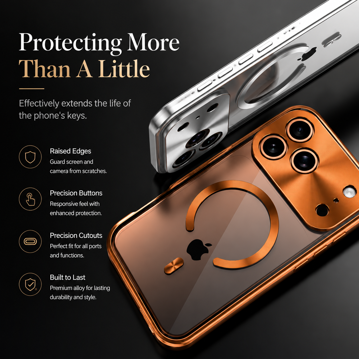 Premium iPhone Case MagSafe Compatible Magnetic Protective Cover Aluminum Frame Privacy Screen Protector Clear Back Shockproof Camera Lens Guard Design