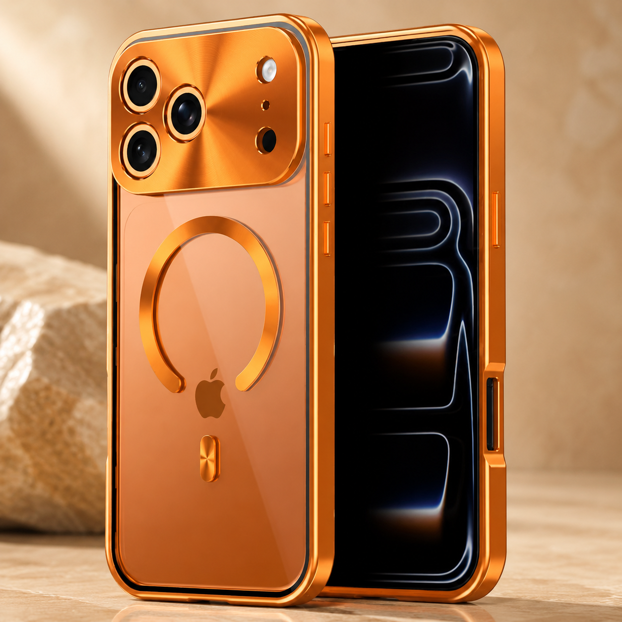 Premium iPhone Case MagSafe Compatible Magnetic Protective Cover Aluminum Frame Privacy Screen Protector Clear Back Shockproof Camera Lens Guard Design