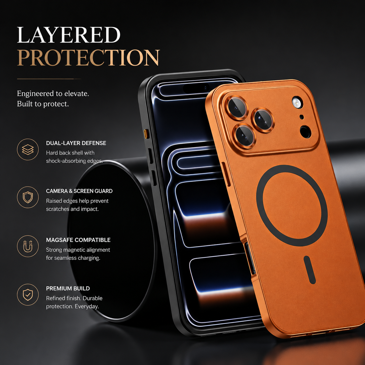 Premium iPhone Case MagSafe Compatible Magnetic Protective Cover Aluminum Metal Frame PC Back Shockproof Camera Lens Guard Ultra Thin Full Protection Design