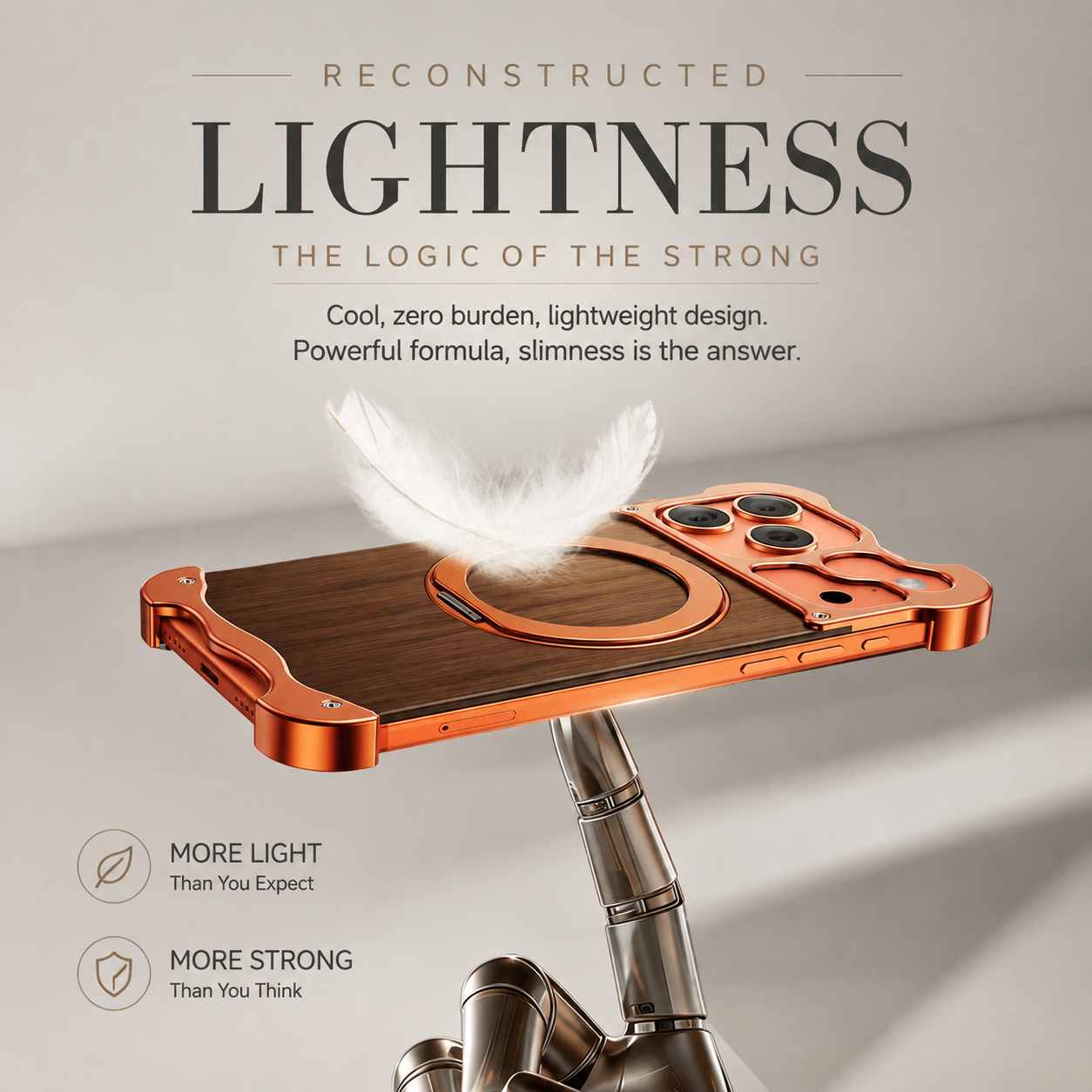 Premium iPhone Case MagSafe Compatible Magnetic Protective Cover Wood Back Aluminum Frame 360° Rotating Ring Stand Shockproof Camera Lens Guard Design