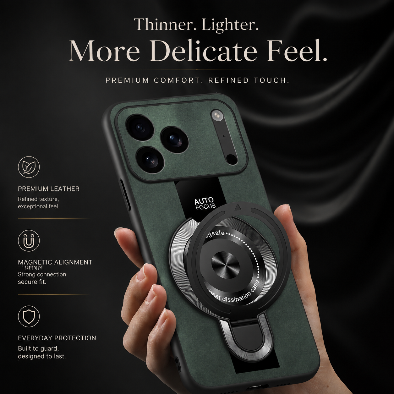Premium iPhone Case MagSafe Compatible Matte Fiber Shockproof Protective Cover Magnetic Ring Stand Camera Lens Protection Slim Full Coverage