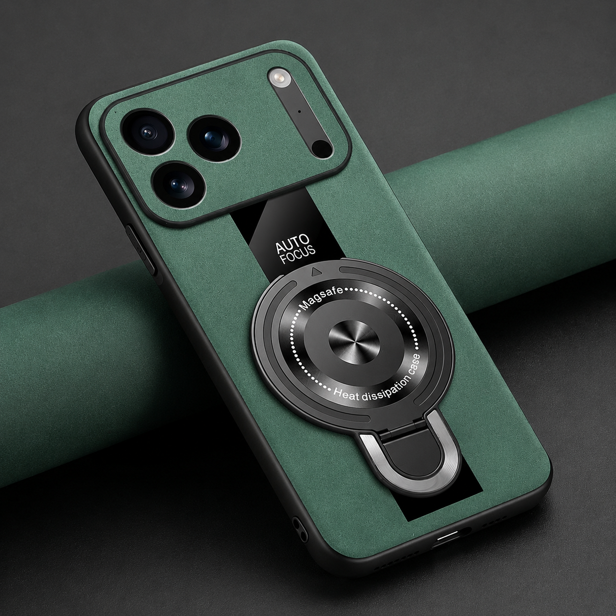 Premium iPhone Case MagSafe Compatible Matte Fiber Shockproof Protective Cover Magnetic Ring Stand Camera Lens Protection Slim Full Coverage