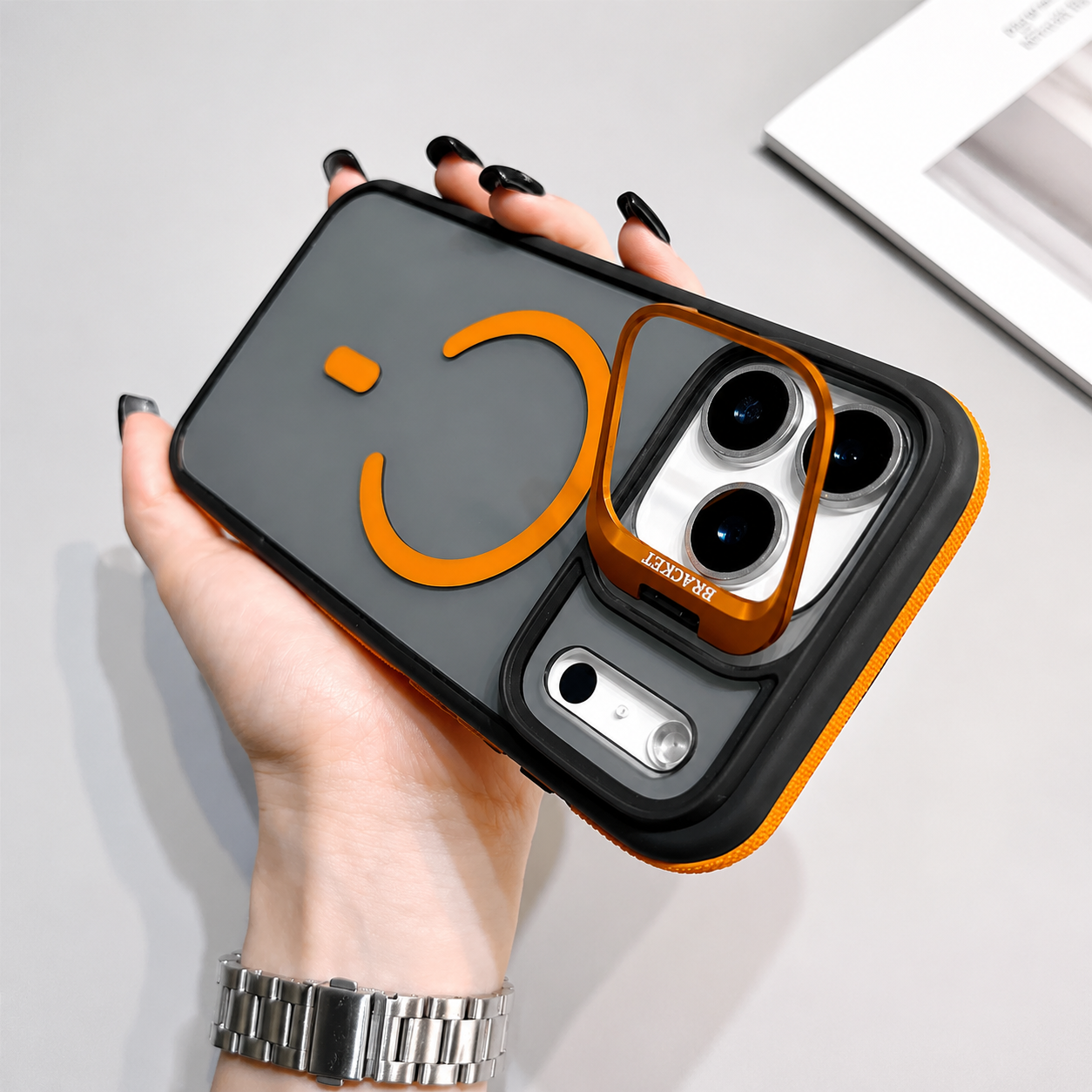 Premium iPhone Case MagSafe Compatible Matte Transparent Cover Metal Kickstand Shockproof Armor Protection Wireless Charging Anti Fingerprint Slim Design