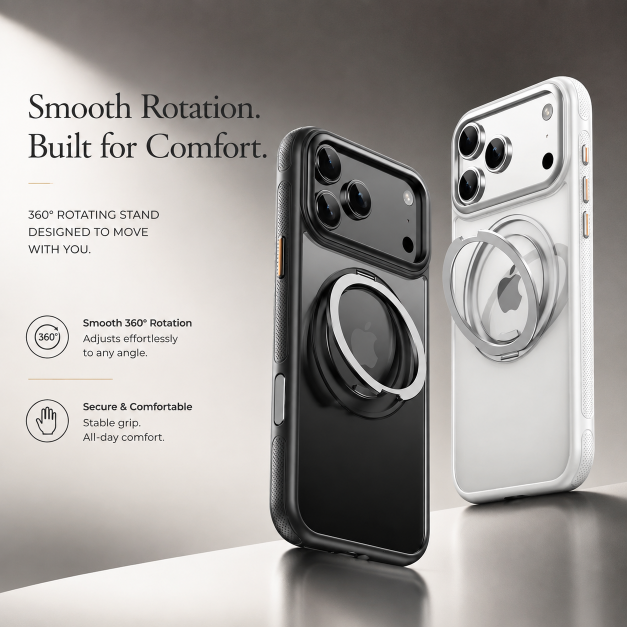 Premium iPhone Case MagSafe Compatible Mechanical Rotating Stand Shockproof Protective Cover Metal PC TPU Camera Lens Protection Full Coverage