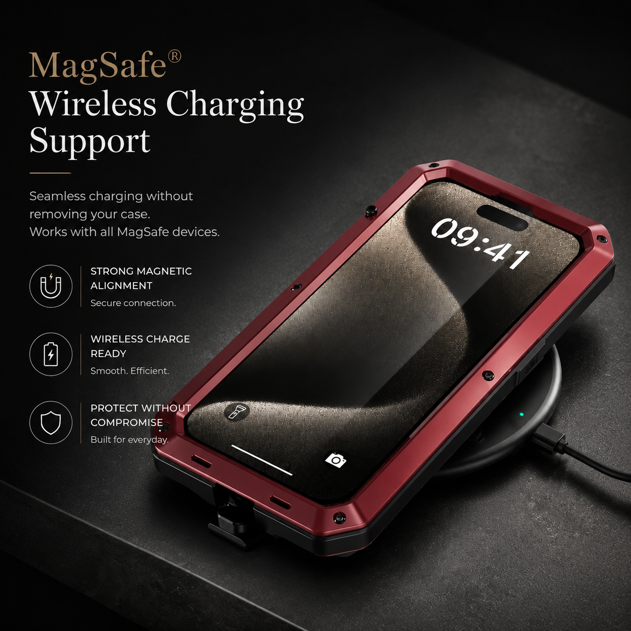 Premium iPhone Case MagSafe Compatible Military Heavy Duty Metal Armor Protective Cover Full Body Shockproof Aluminum Frame Camera Cover Design