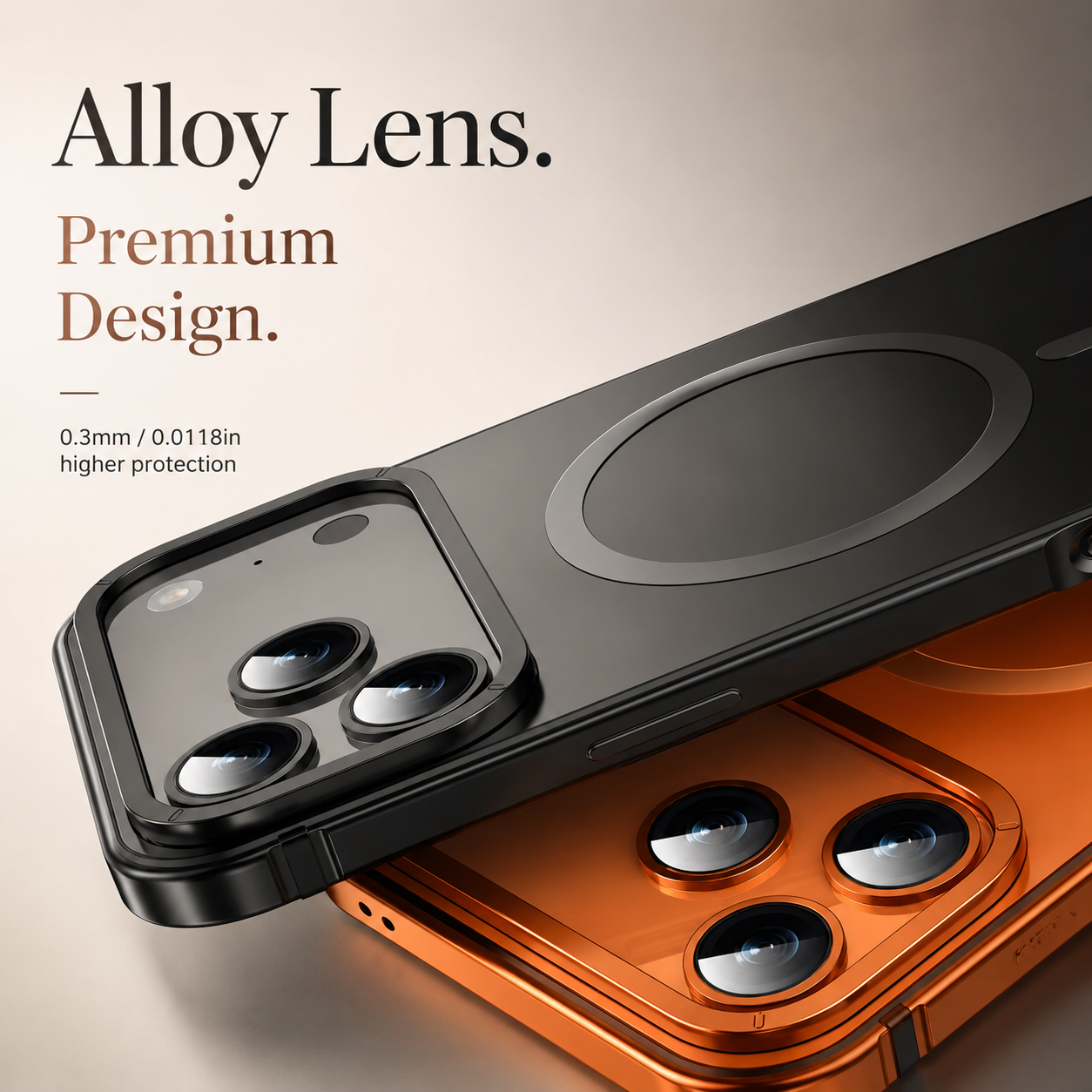 Premium iPhone Case MagSafe Compatible Orange Aluminum Alloy Cover Magnetic Glass Camera Protection Shockproof Matte Anti Scratch Lightweight Design