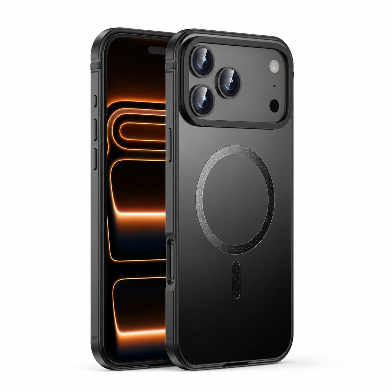 Premium iPhone Case MagSafe Compatible Orange Aluminum Alloy Cover Magnetic Glass Camera Protection Shockproof Matte Anti Scratch Lightweight Design