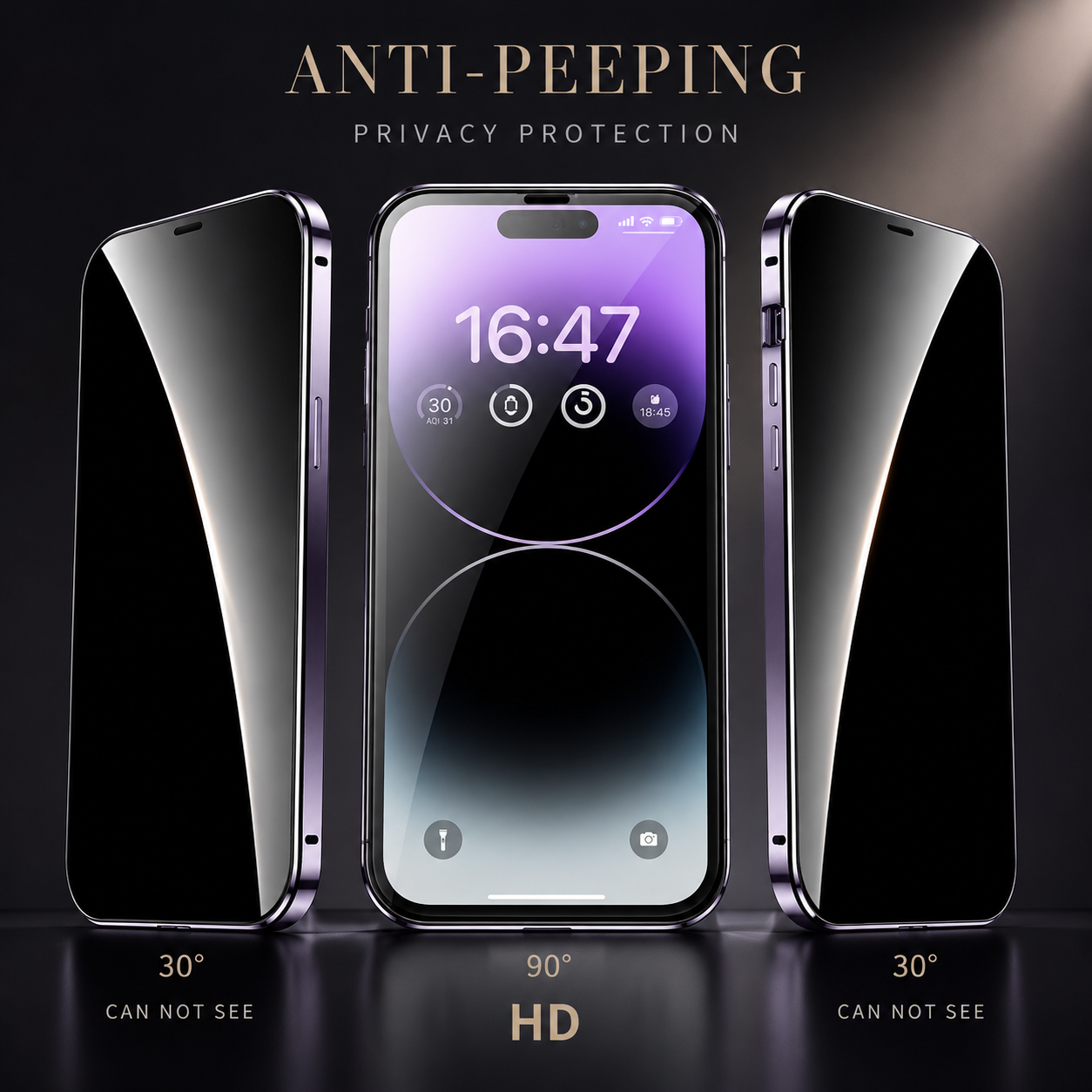 Premium iPhone Case MagSafe Compatible Privacy Tempered Glass Metal Frame Cover Shockproof Full Coverage Anti Scratch Non Slip Protective Slim Design