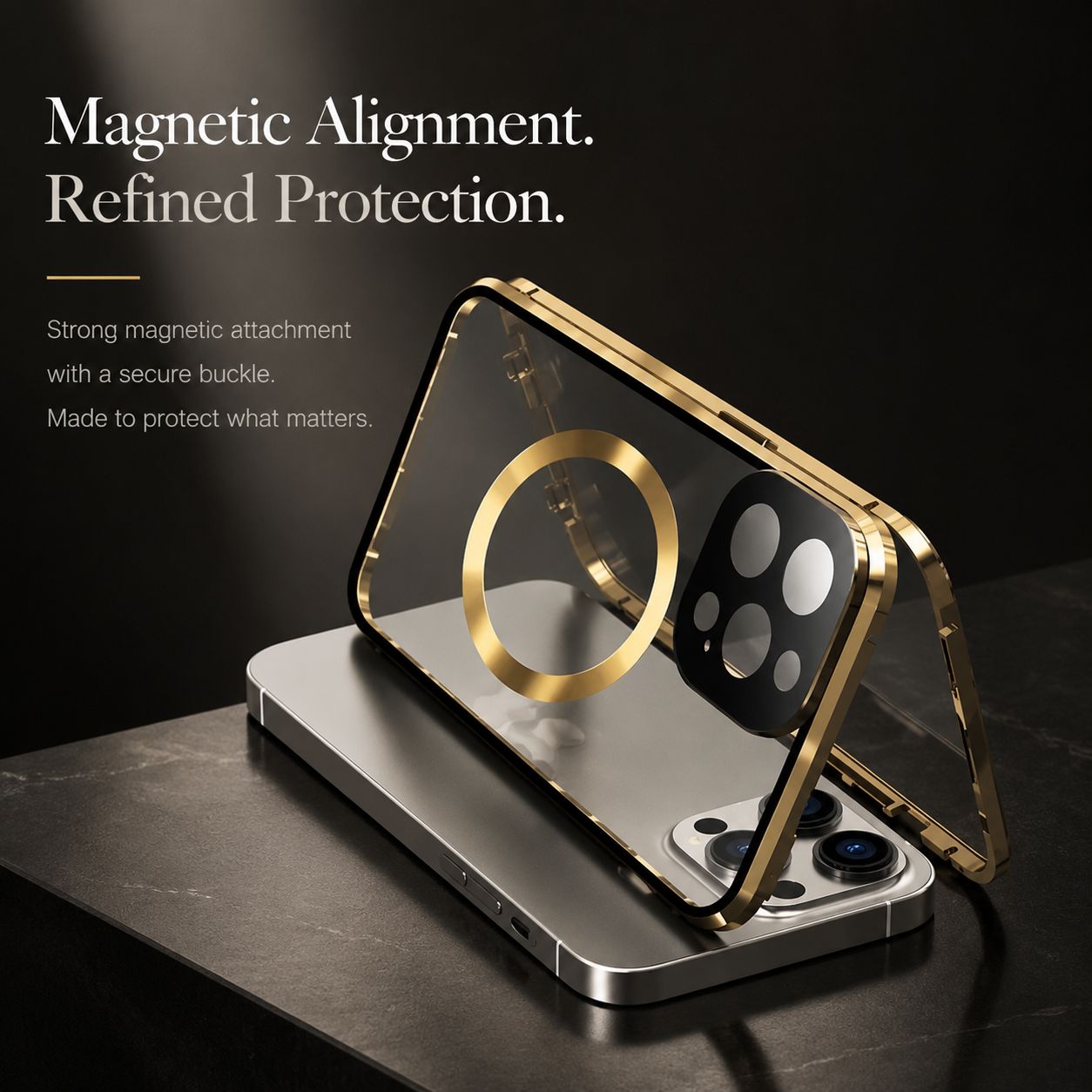 Premium iPhone Case MagSafe Compatible Privacy Tempered Glass Metal Frame Cover Shockproof Full Coverage Anti Scratch Non Slip Protective Slim Design