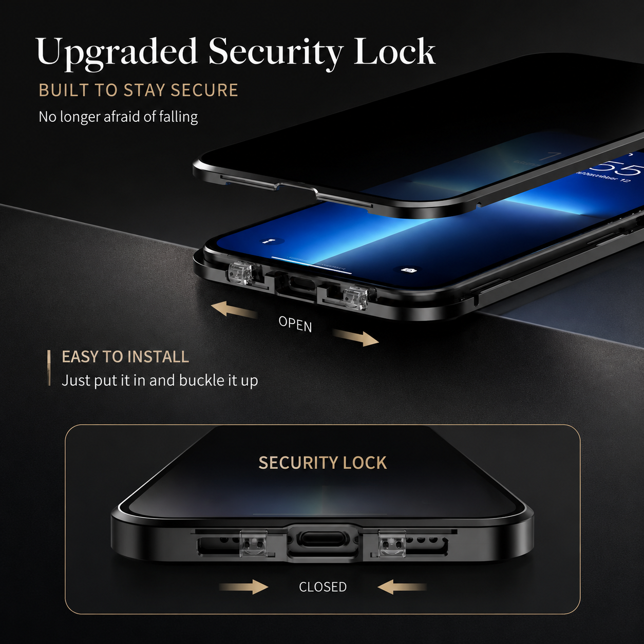 Premium iPhone Case MagSafe Compatible Privacy Tempered Glass Metal Frame Cover Shockproof Full Coverage Anti Scratch Non Slip Protective Slim Design