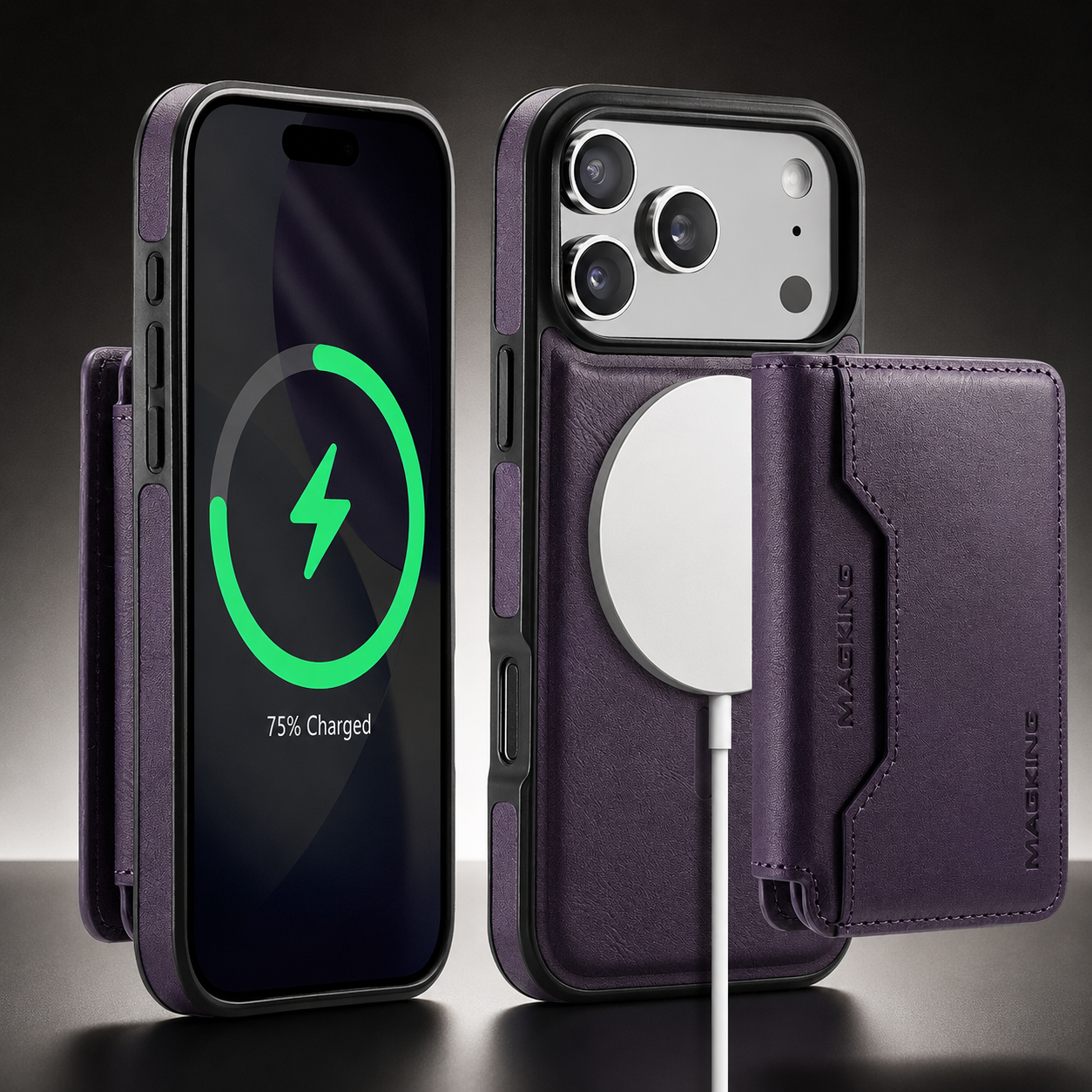 Premium iPhone Case MagSafe Compatible Protective Cover Camera Lens Protection Shockproof Detachable Magnetic PU Leather Wallet Card Holder Anti Scratch Full Coverage