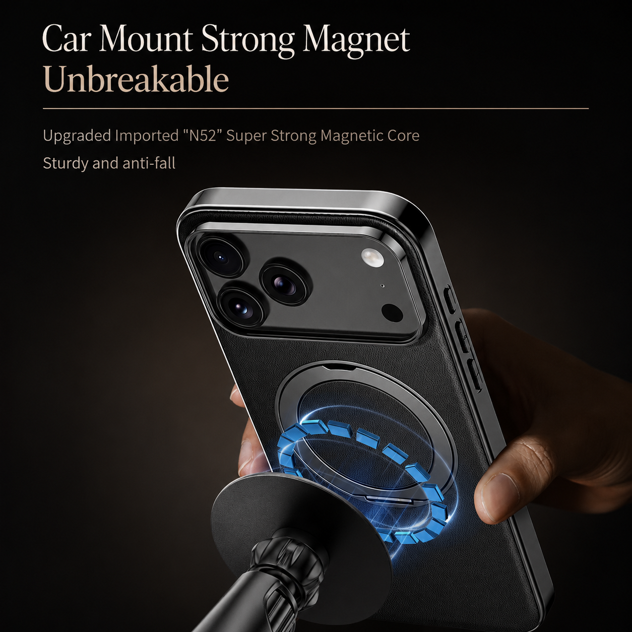 Premium iPhone Case MagSafe Compatible Protective Cover Camera Lens Protection Shockproof Genuine Cowhide Leather Magnetic Ring Holder Anti Scratch Full Coverage