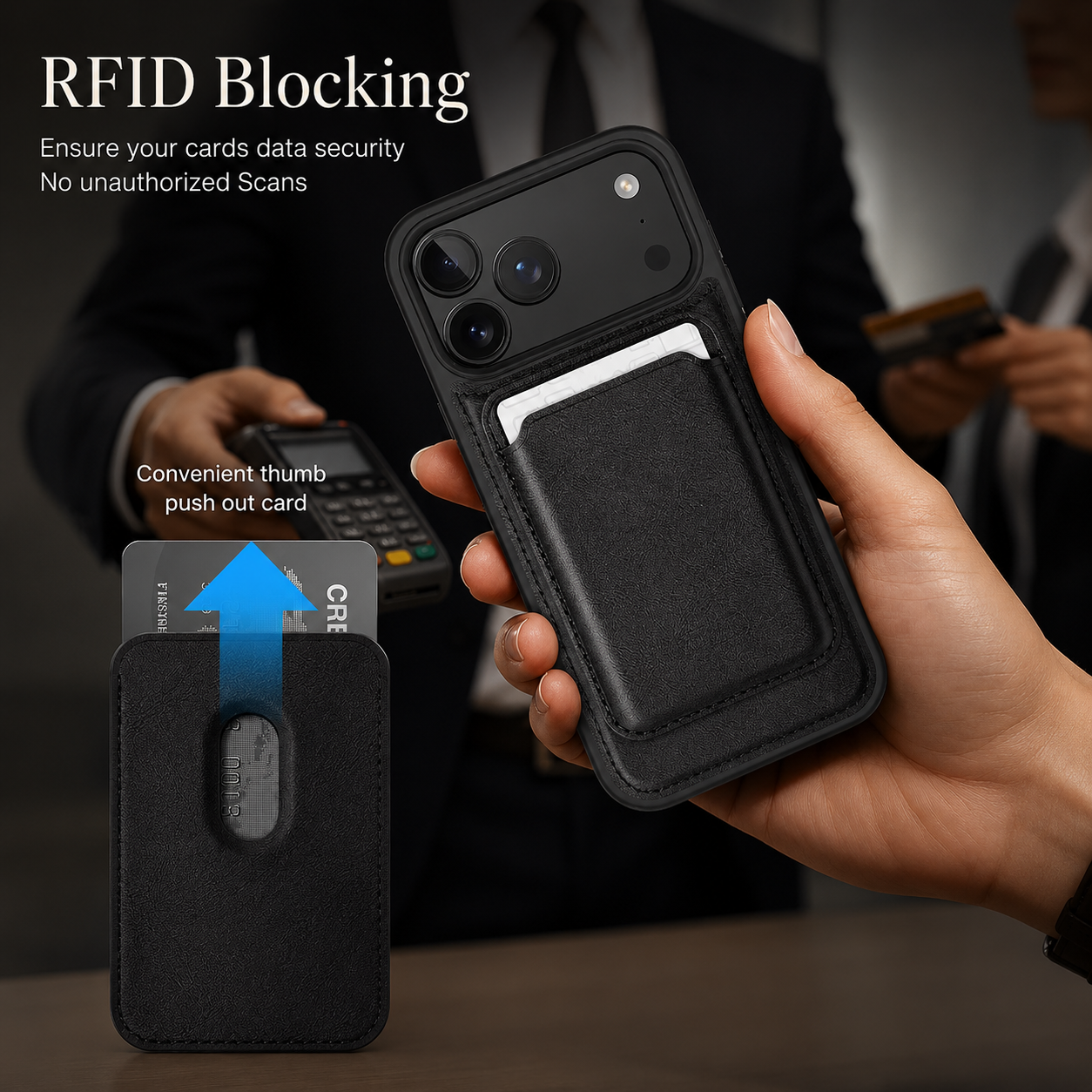 Premium iPhone Case MagSafe Compatible Protective Cover Camera Lens Protection Shockproof RFID Leather Wallet Card Holder Anti Scratch Full Coverage