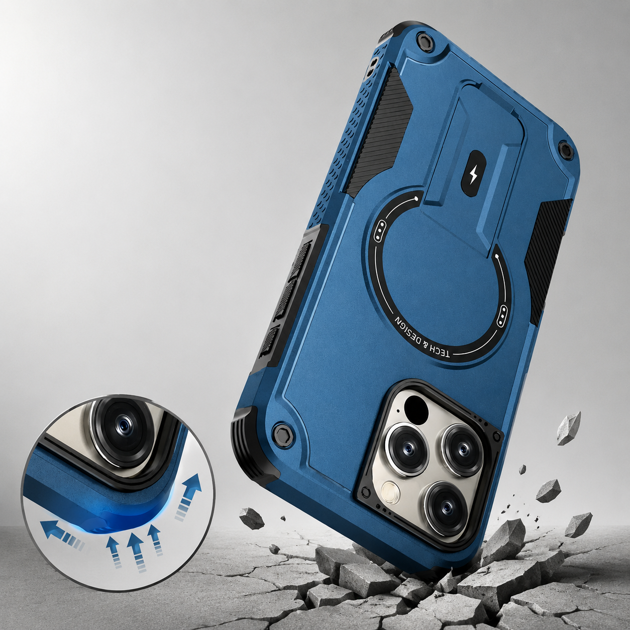Premium iPhone Case MagSafe Compatible Protective Cover Camera Lens Protection Shockproof Rugged PC TPU Armor Magnetic Kickstand Lanyard Support Full Coverage