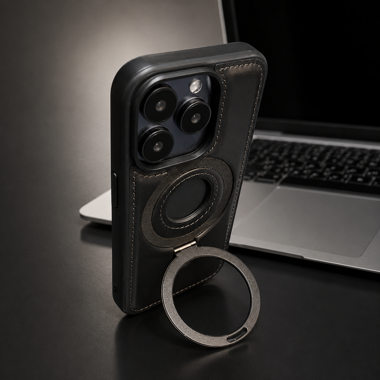 Premium iPhone Case MagSafe Compatible Retro Leather Cover Invisible Bracket Stand Shockproof Anti Scratch Slim Business Design Protective Finish