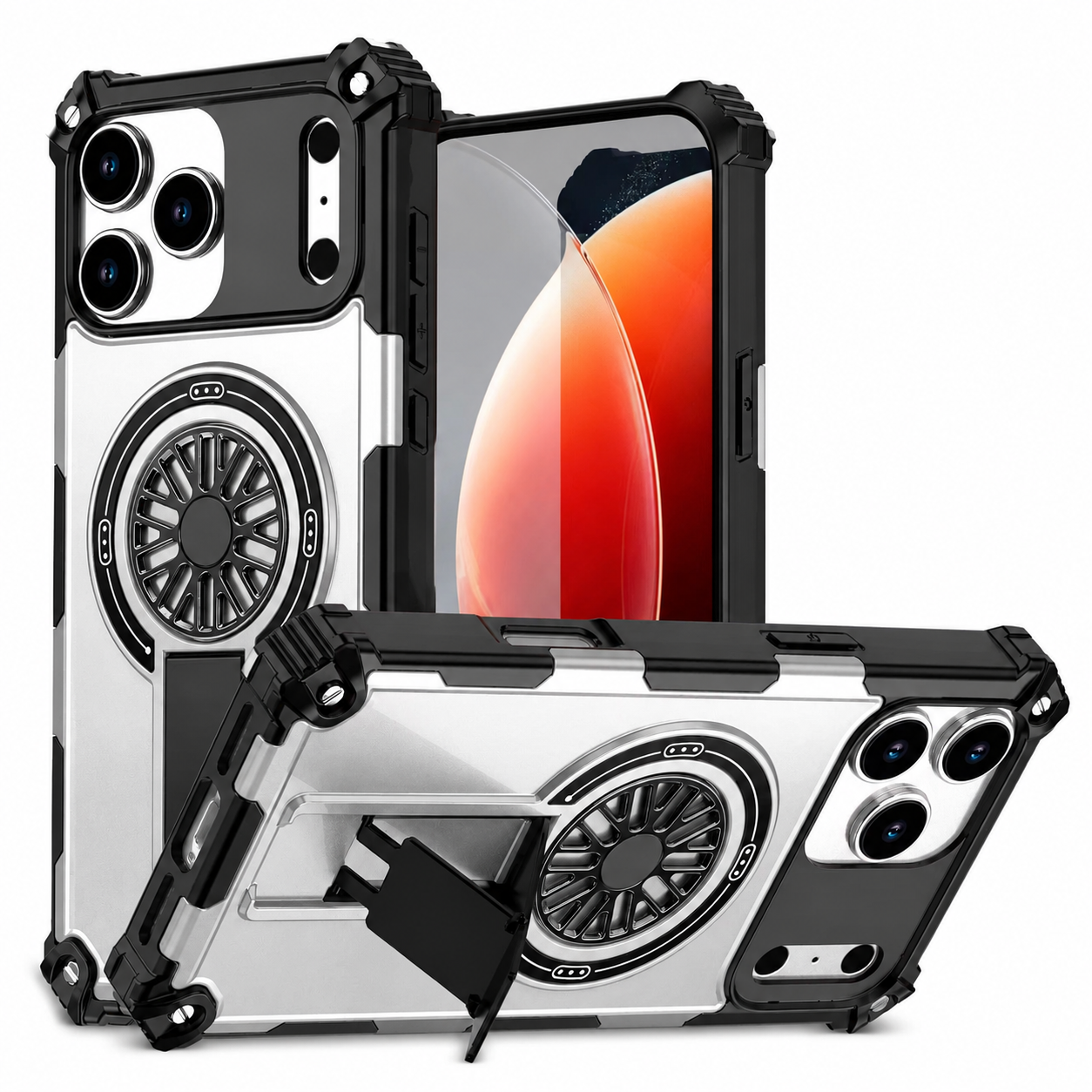 Premium iPhone Case MagSafe Compatible Rugged Armor Cover PC TPU Shockproof Magnetic Bracket Stand Wireless Charging Anti Scratch Matte Non Slip