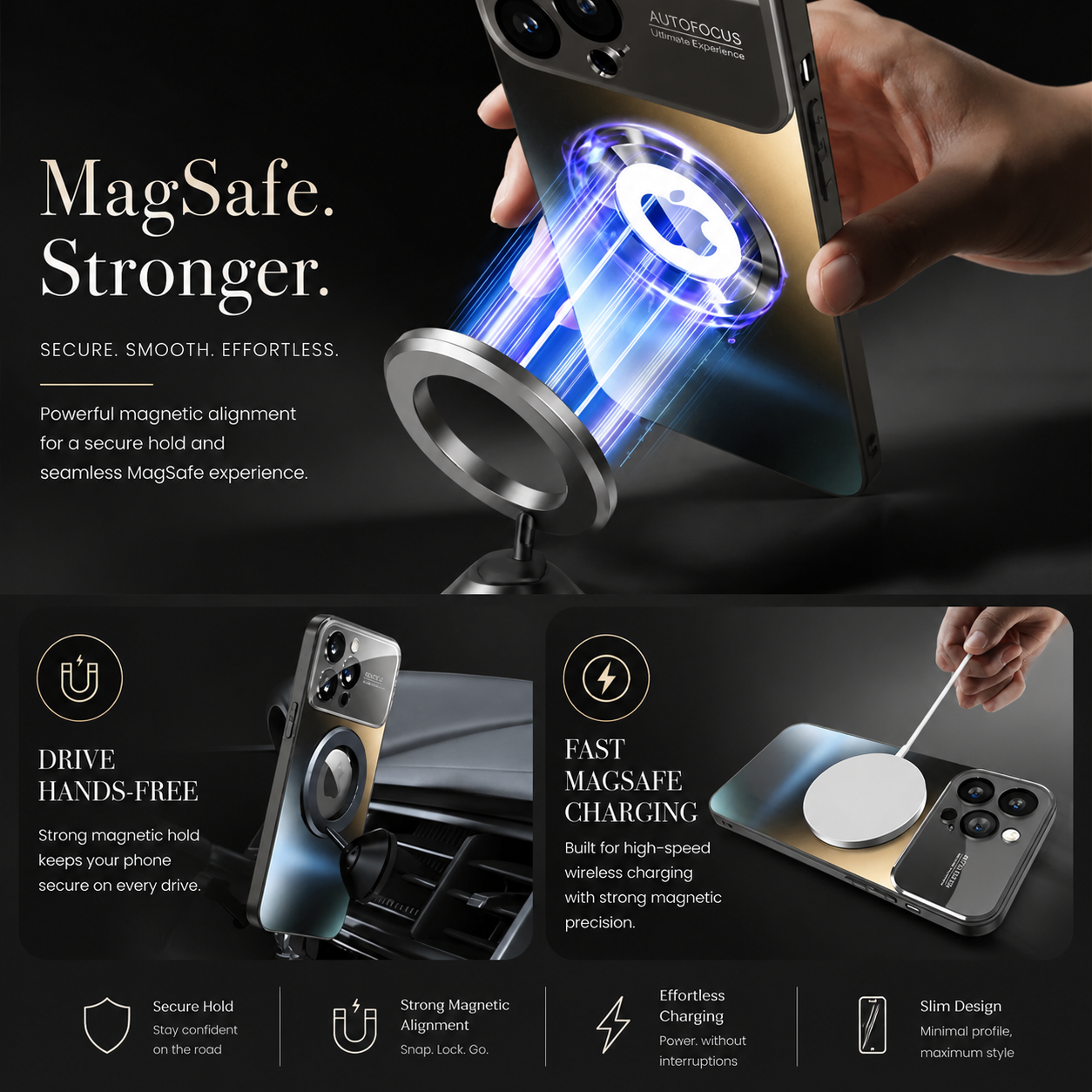 Premium iPhone Case MagSafe Compatible Tempered Glass Back Shockproof Protective Cover Camera Lens Protection Magnetic Wireless Charging Slim Full Coverage