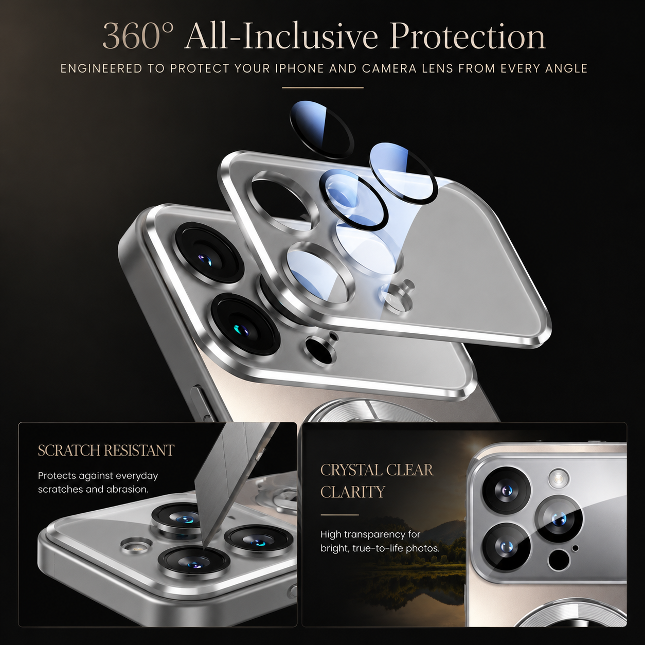 Premium iPhone Case MagSafe Compatible Tempered Glass Back Shockproof Protective Cover Camera Lens Protection Magnetic Wireless Charging Slim Full Coverage