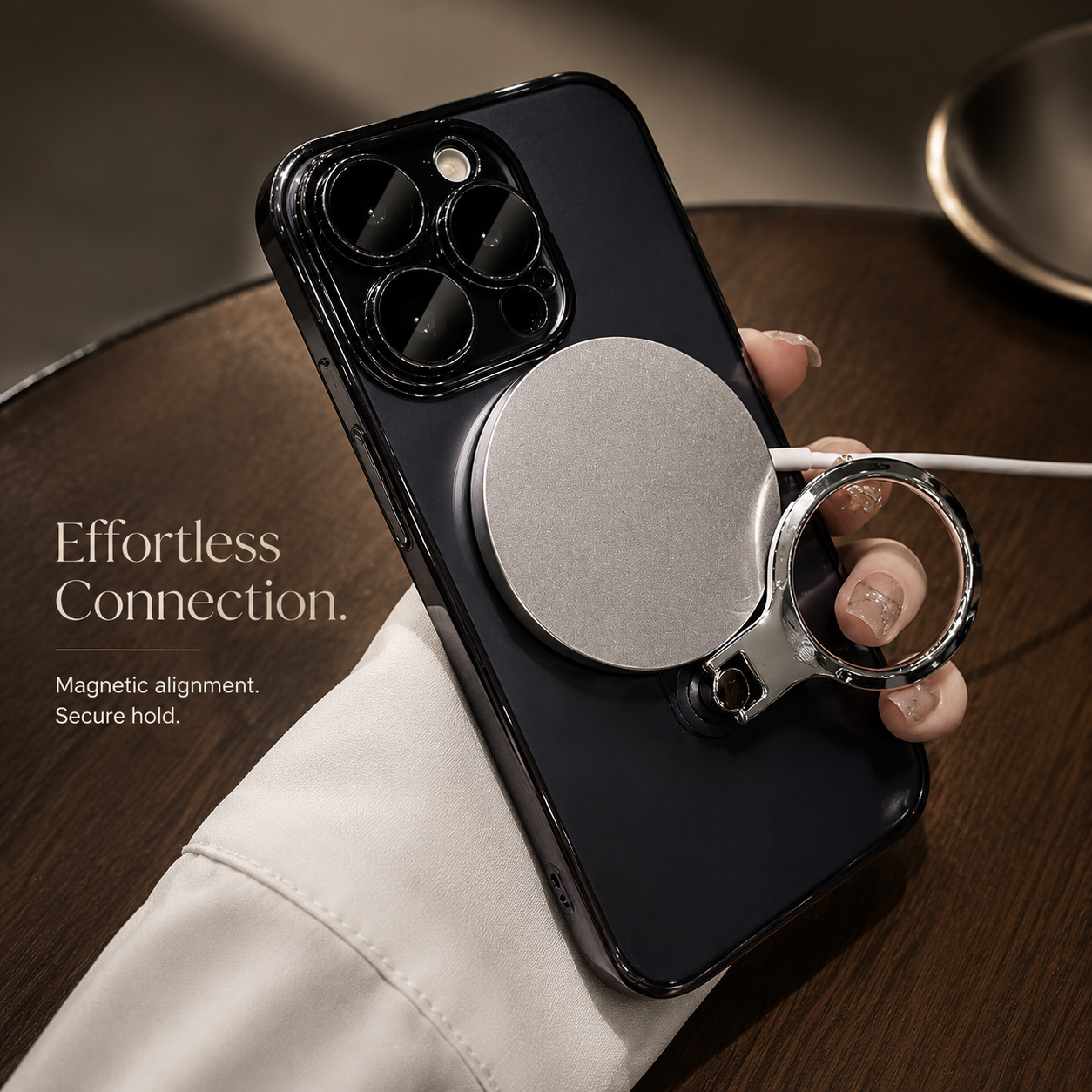 Premium iPhone Case MagSafe Compatible Transparent Acrylic Cover Ring Holder Stand Shockproof Protective Case Magnetic Wireless Charging Slim Design