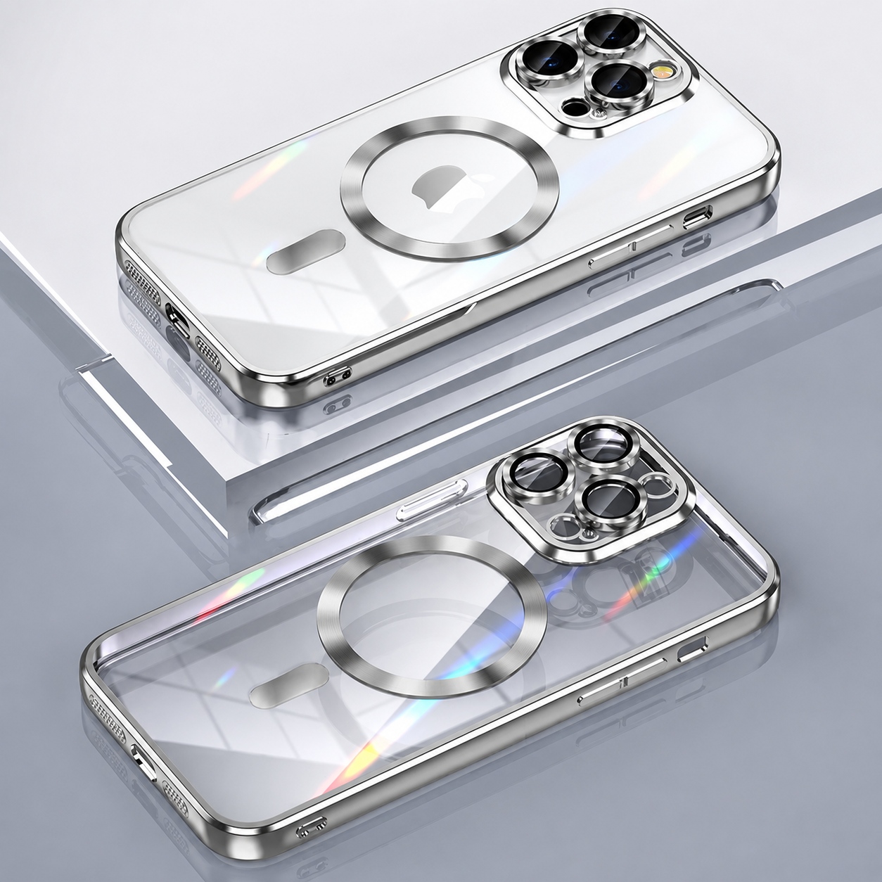 Premium iPhone Case MagSafe Compatible Transparent TPU Cover Magnetic Lens Protection Shockproof Anti Fingerprint Anti Scratch Half Wrapped Slim Design