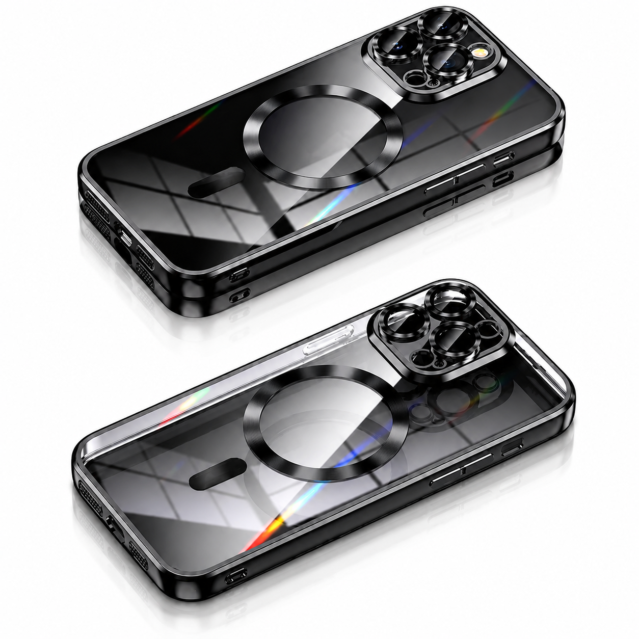 Premium iPhone Case MagSafe Compatible Transparent TPU Cover Magnetic Lens Protection Shockproof Anti Fingerprint Anti Scratch Half Wrapped Slim Design