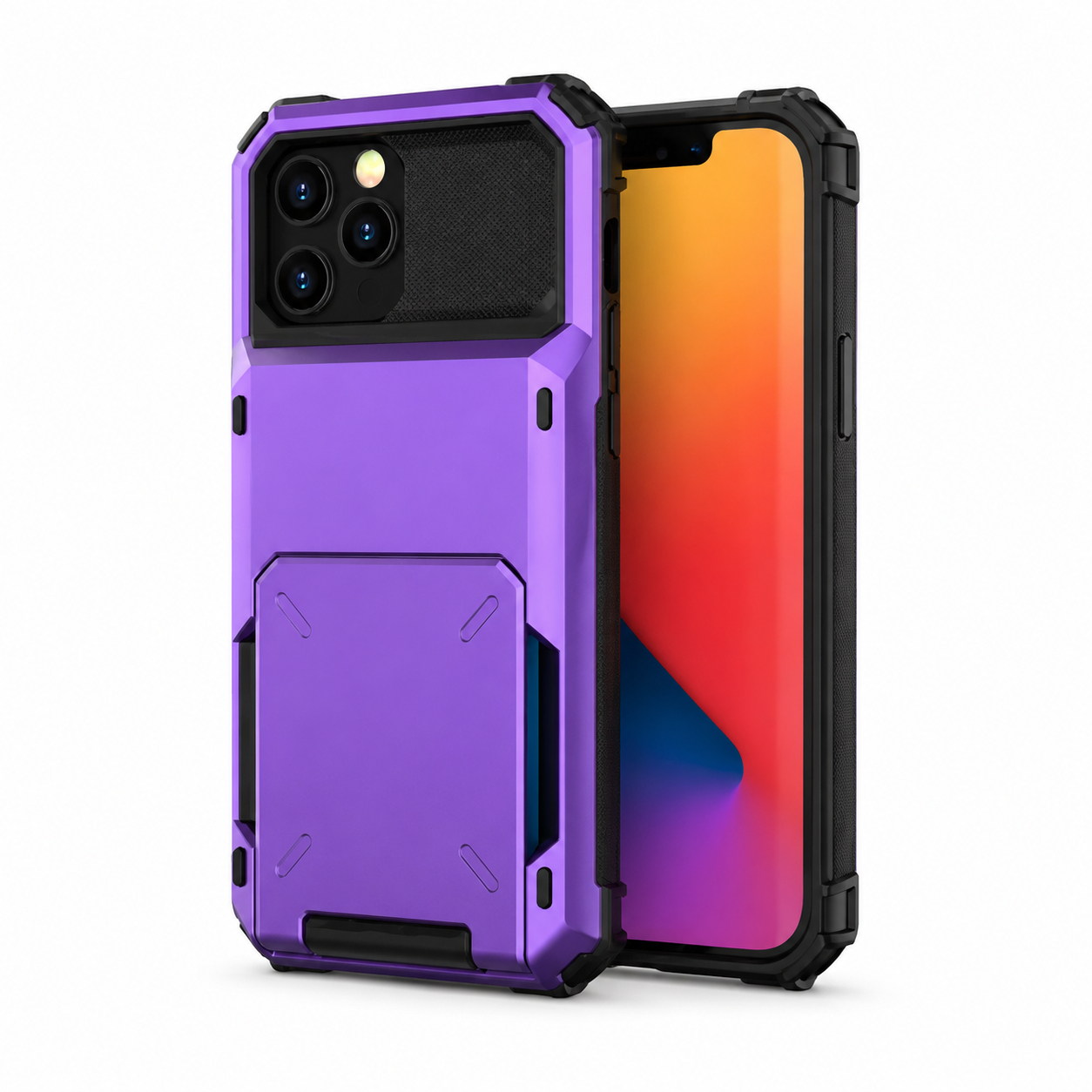 Premium iPhone Case MagSafe Compatible Wallet Armor Cover Card Holder Magnetic Ring Kickstand TPU Bumper Shockproof Scratch Resistant Full Coverage