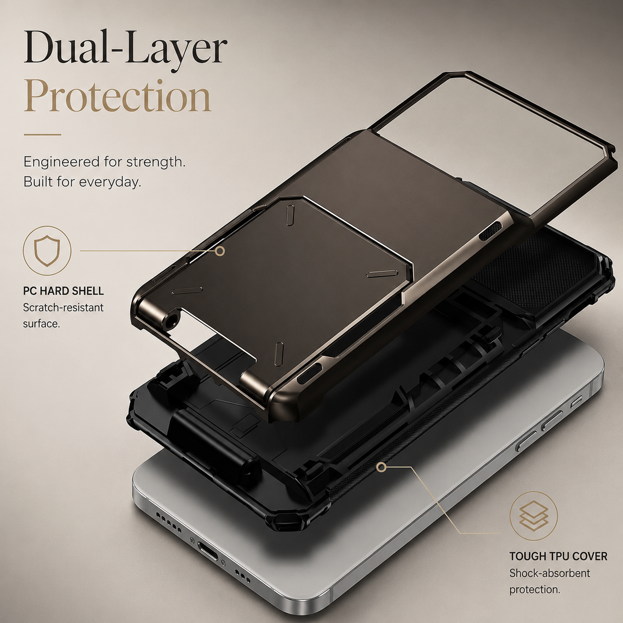 Premium iPhone Case MagSafe Compatible Wallet Armor Cover Card Holder Magnetic Ring Kickstand TPU Bumper Shockproof Scratch Resistant Full Coverage