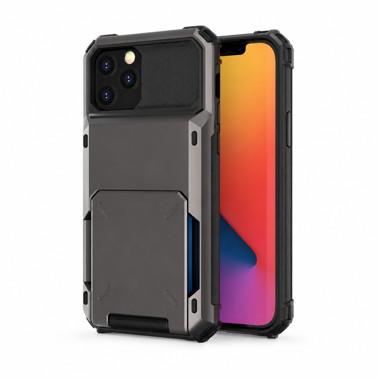 Premium iPhone Case MagSafe Compatible Wallet Armor Cover Card Holder Magnetic Ring Kickstand TPU Bumper Shockproof Scratch Resistant Full Coverage
