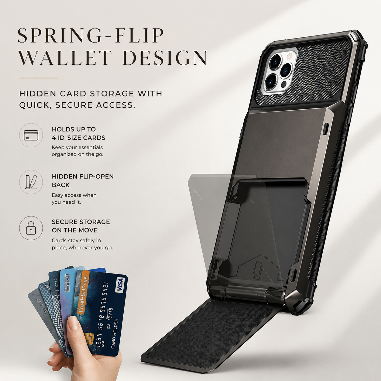 Premium iPhone Case MagSafe Compatible Wallet Cover Card Holder Magnetic Shockproof Protective Case Ultra Thin Camera Protection 4 Card Slot Full Coverage