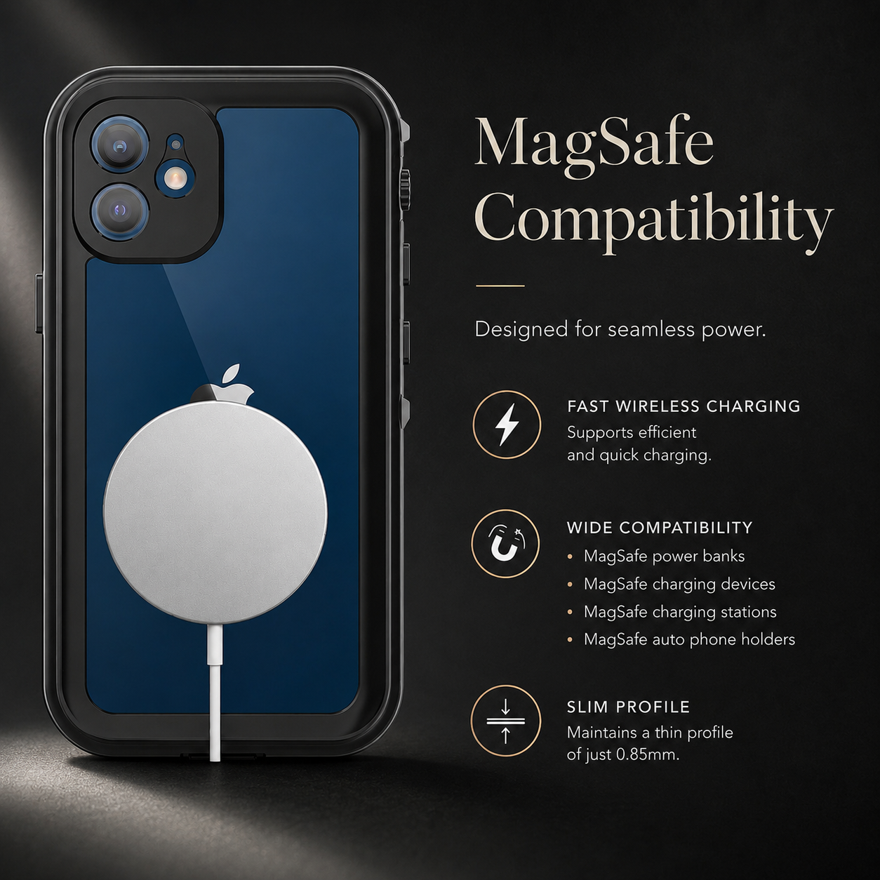 Premium iPhone Case MagSafe Compatible Waterproof IP68 Full Body Protective Cover Shockproof Transparent Sealed Dustproof Camera Screen Protection