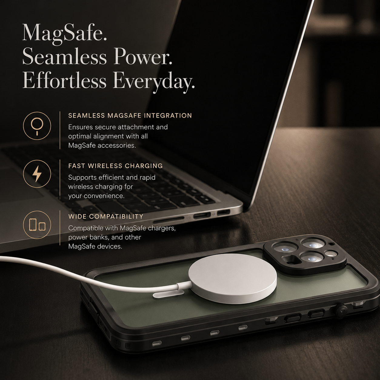 Premium iPhone Case MagSafe Compatible Waterproof IP68 Full Body Protective Cover Shockproof Transparent Sealed Dustproof Camera Screen Protection