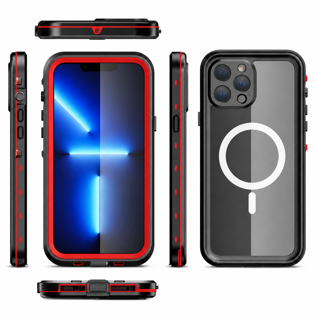 Premium iPhone Case MagSafe Compatible Waterproof IP68 Full Body Protective Cover Shockproof Transparent Sealed Dustproof Camera Screen Protection