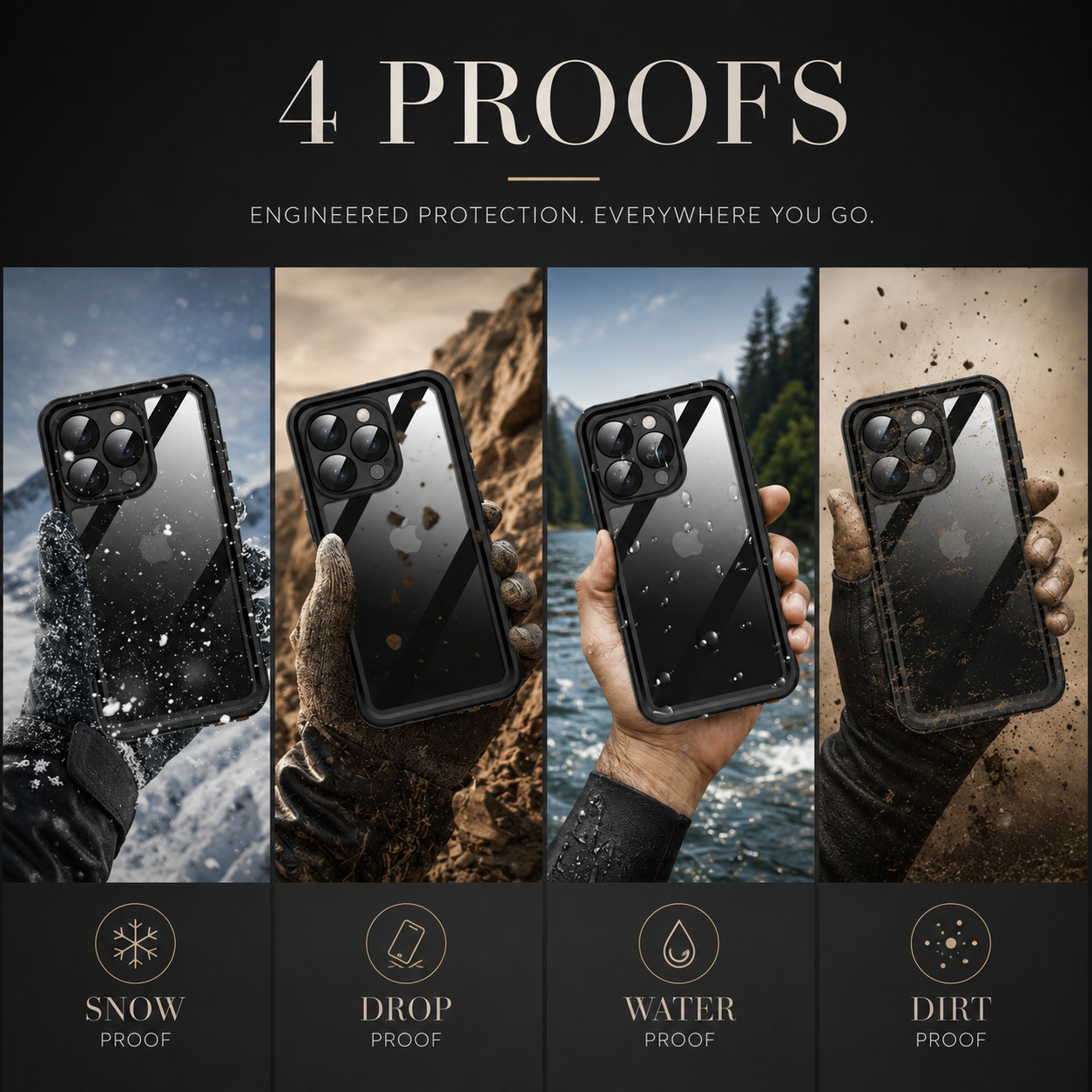 Premium iPhone Case MagSafe Compatible Waterproof Rugged Full Body Protective Cover Shockproof Dustproof Built In Screen Protector Non Slip Design