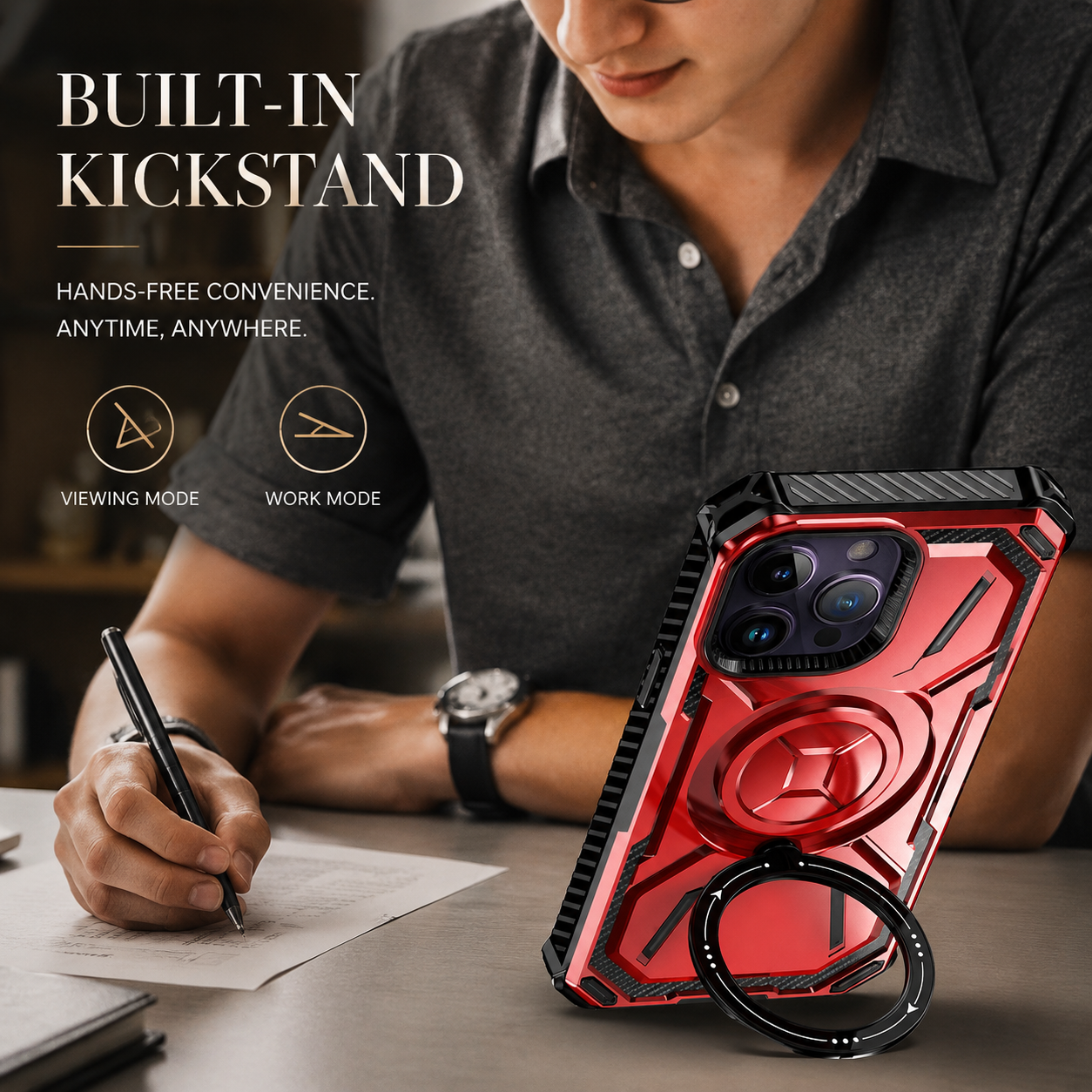 Premium iPhone Case MagSafe Heavy Duty Armor Cover Shockproof Protective Case Rotatable Kickstand Magnetic Ring Full Body Protection Design