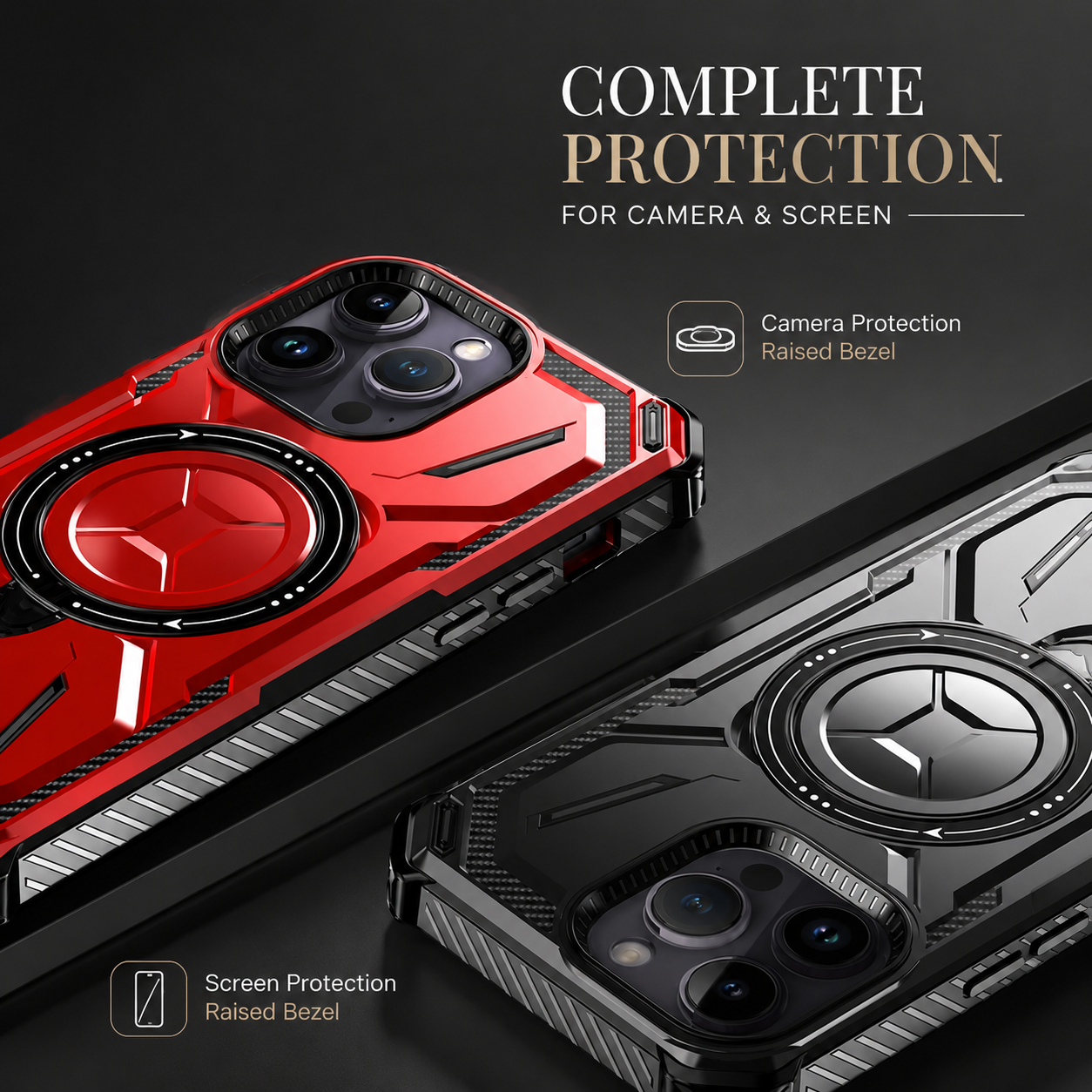 Premium iPhone Case MagSafe Heavy Duty Armor Cover Shockproof Protective Case Rotatable Kickstand Magnetic Ring Full Body Protection Design