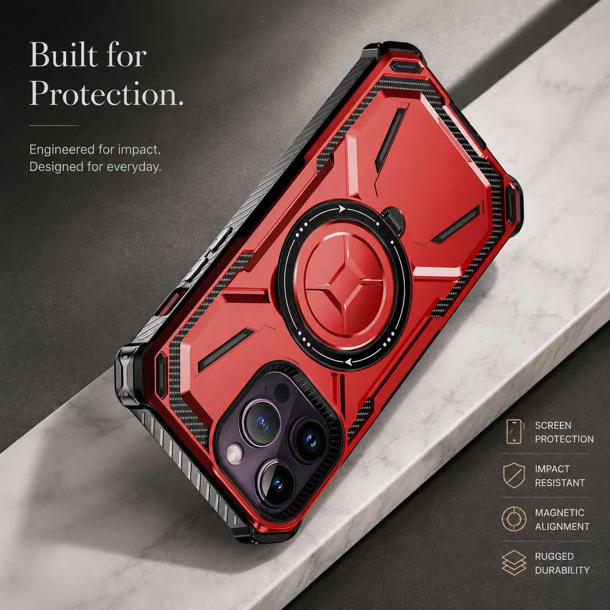 Premium iPhone Case MagSafe Heavy Duty Armor Cover Shockproof Protective Case Rotatable Kickstand Magnetic Ring Full Body Protection Design