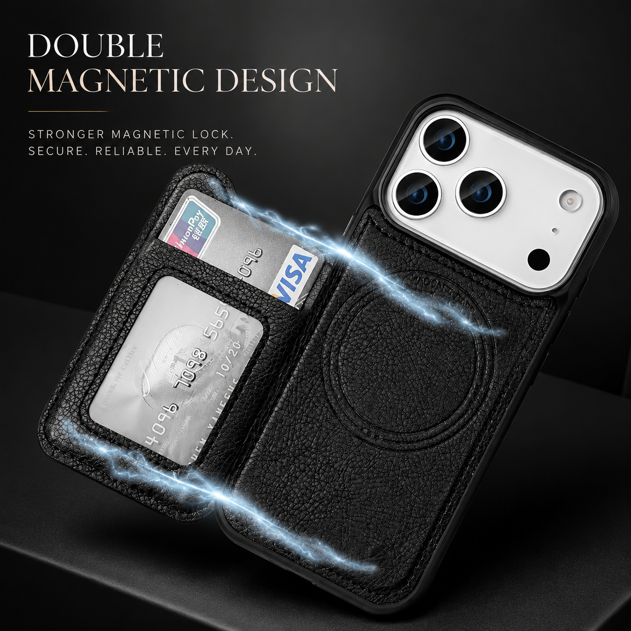 Premium iPhone Case MagSafe Magnetic Flip Wallet Leather Cover Card Holder Shockproof Anti Fingerprint Protective Design Full Access Slim Durable