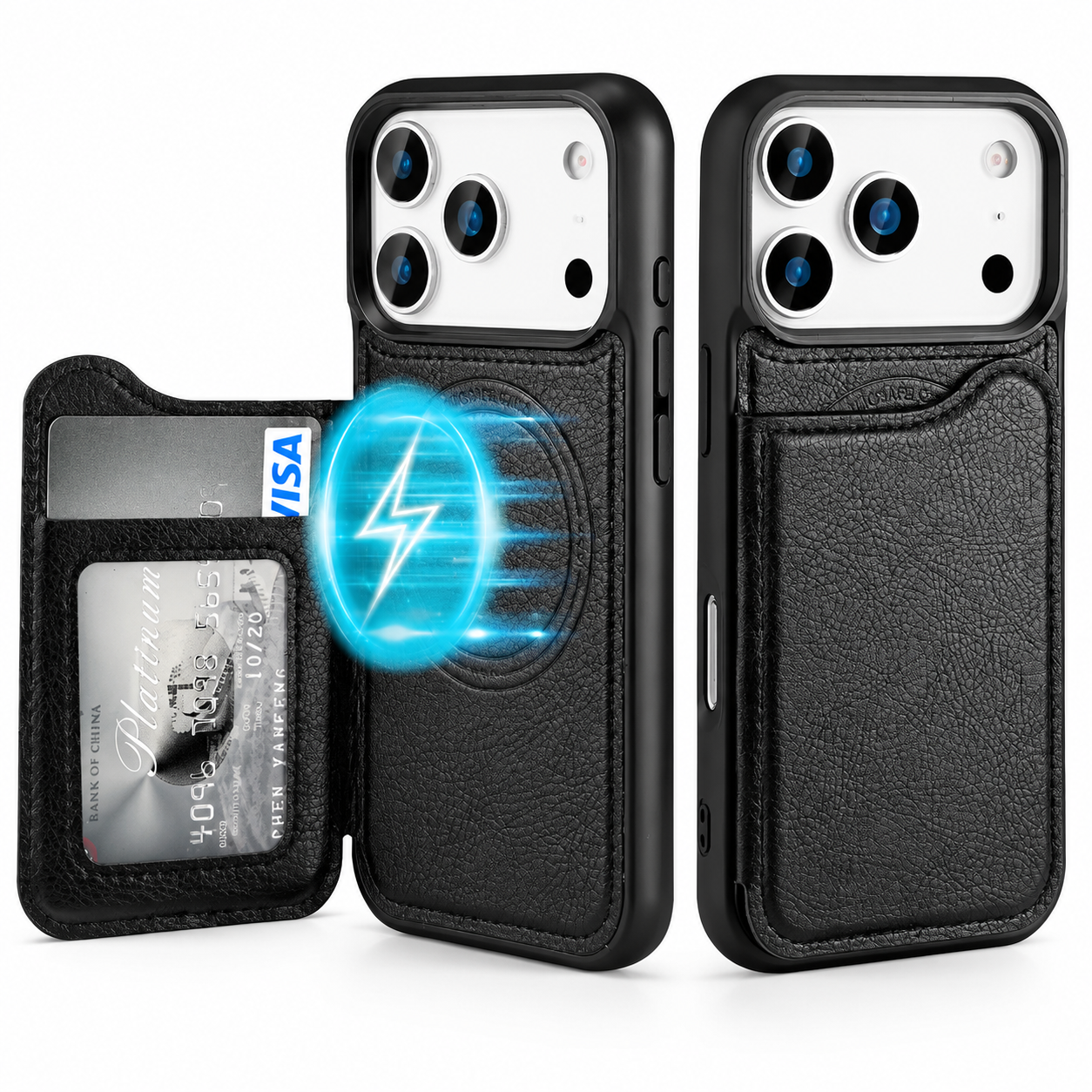 Premium iPhone Case MagSafe Magnetic Flip Wallet Leather Cover Card Holder Shockproof Anti Fingerprint Protective Design Full Access Slim Durable