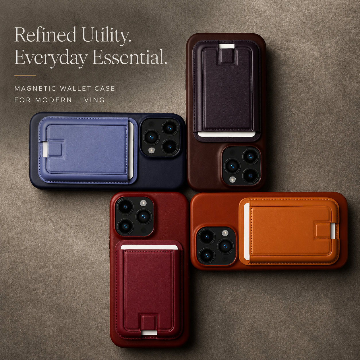 Premium iPhone Case MagSafe Wallet Genuine Leather Cover Card Holder Magnetic Closure Shockproof Protective Case Wireless Charging Compatible Full Coverage Design