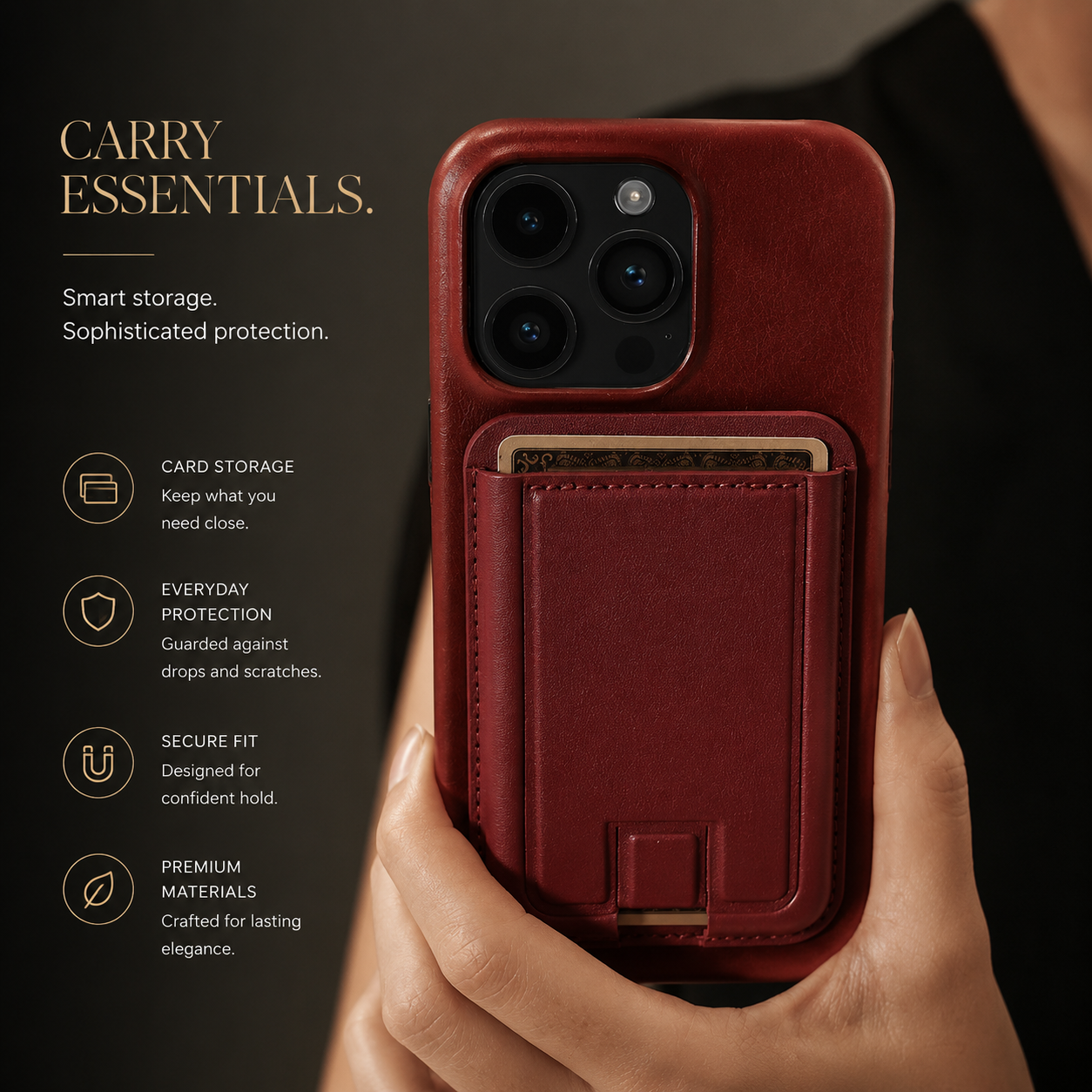 Premium iPhone Case MagSafe Wallet Genuine Leather Cover Card Holder Magnetic Closure Shockproof Protective Case Wireless Charging Compatible Full Coverage Design