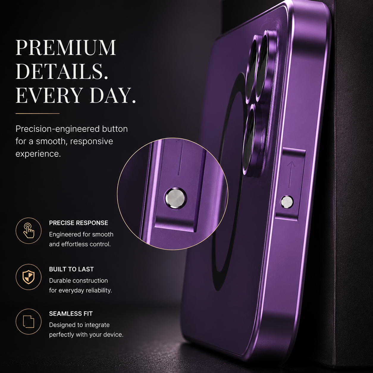Premium iPhone Case Magnetic Aluminum Metal Frame Protective Cover MagSafe Compatible Hard PC Back Shockproof Anti Scratch Matte Anti Fingerprint Slim Design
