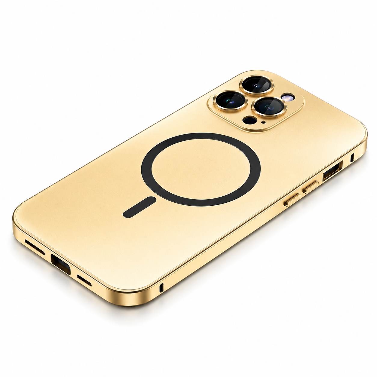 Premium iPhone Case Magnetic Aluminum Metal Frame Protective Cover MagSafe Compatible Hard PC Back Shockproof Anti Scratch Matte Anti Fingerprint Slim Design