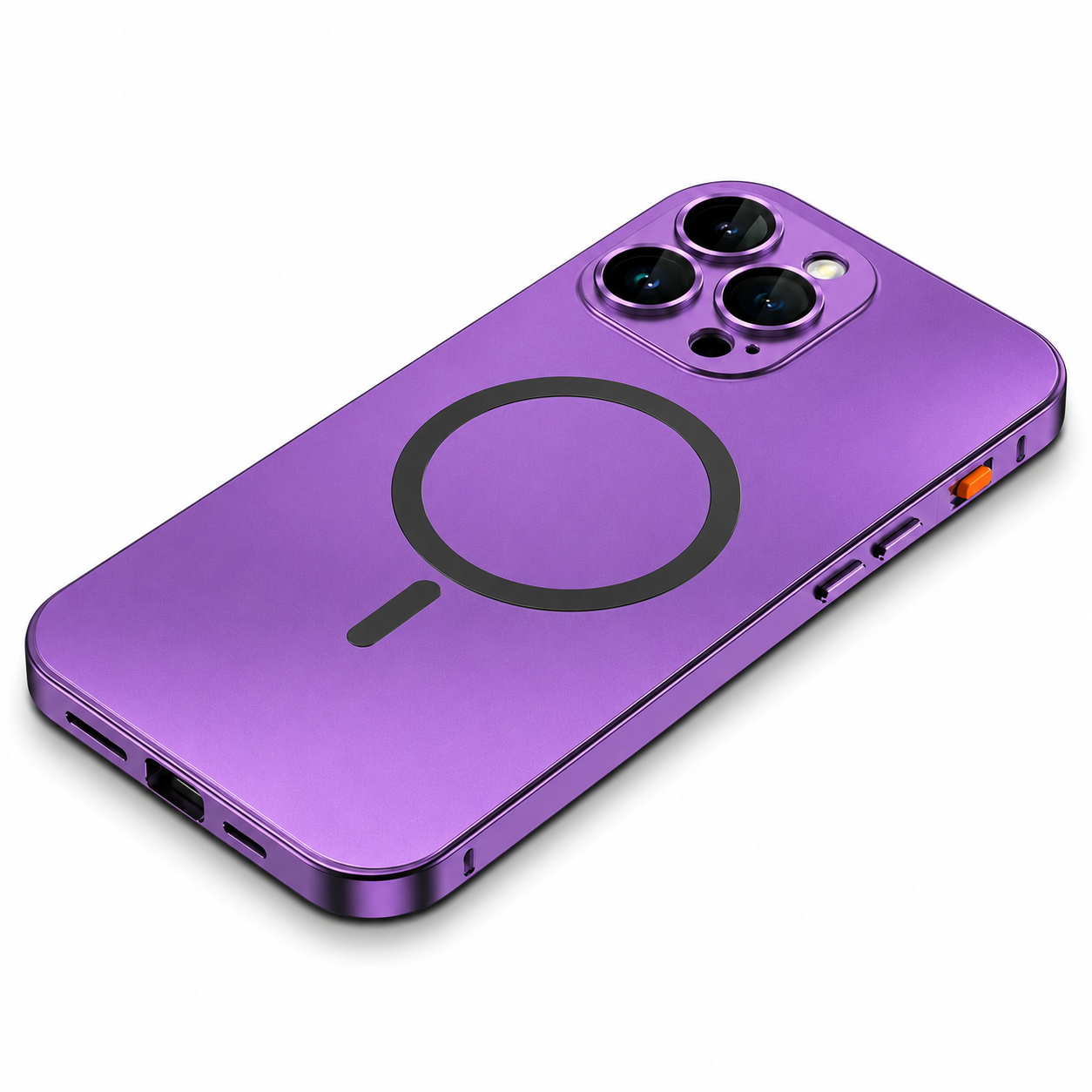 Premium iPhone Case Magnetic Aluminum Metal Frame Protective Cover MagSafe Compatible Hard PC Back Shockproof Anti Scratch Matte Anti Fingerprint Slim Design