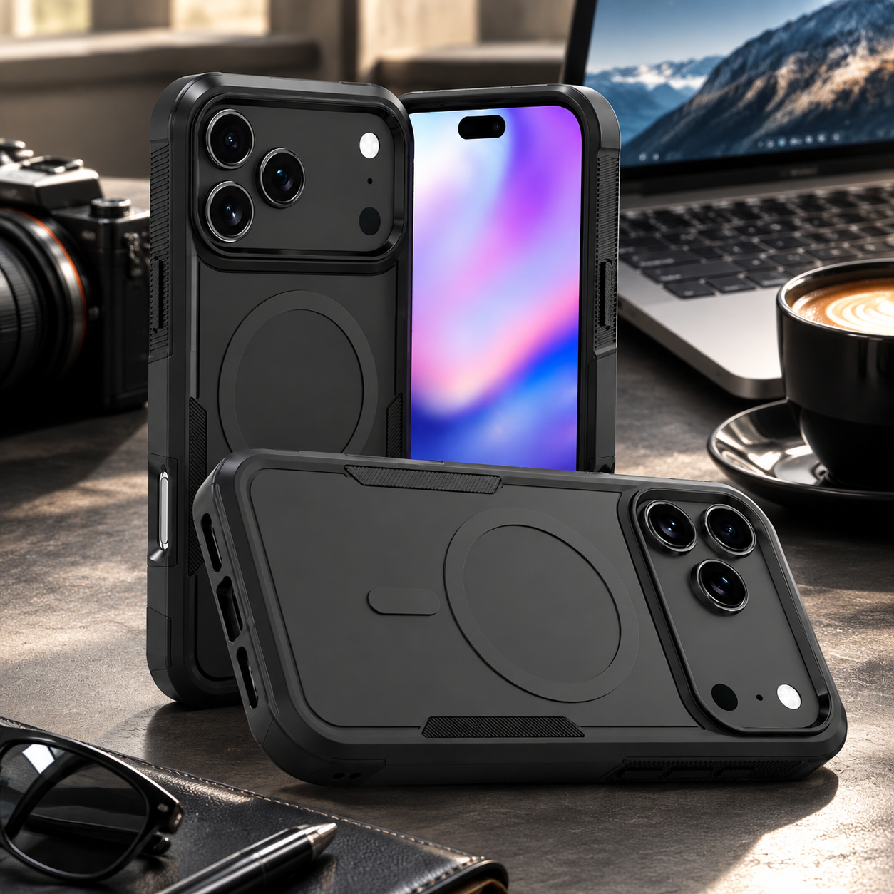 Premium iPhone Case Magnetic Charging Compatible Heavy Armor Protective Cover 2-in-1 Shockproof PC TPU Matte Anti Fingerprint Full Coverage