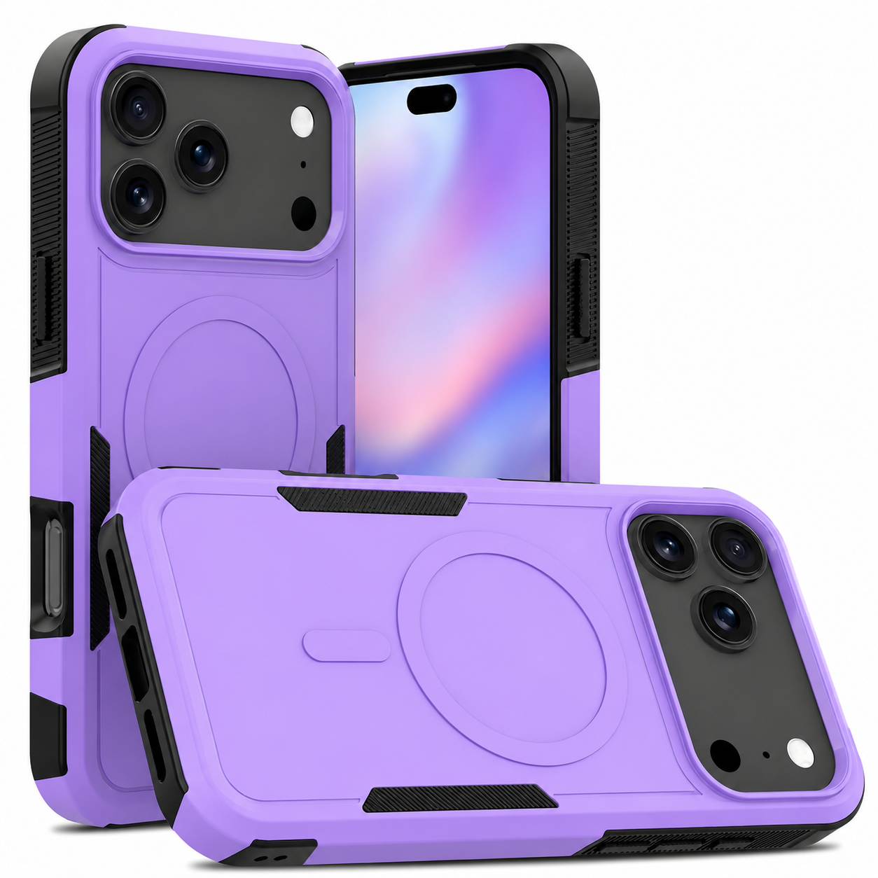 Premium iPhone Case Magnetic Charging Compatible Heavy Armor Protective Cover 2-in-1 Shockproof PC TPU Matte Anti Fingerprint Full Coverage